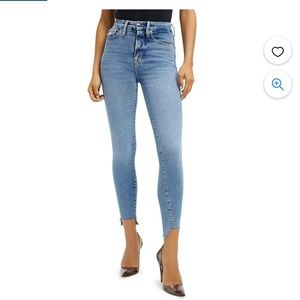 Good American Good Waist Jeans with Step Hem, size 2. Shade Indigo 143